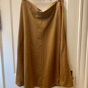 Lands' End Wool Herringbone Midi Skirt Women 20W Camel Academia Workwear